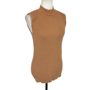 Laura brown sleeveless mock neck top